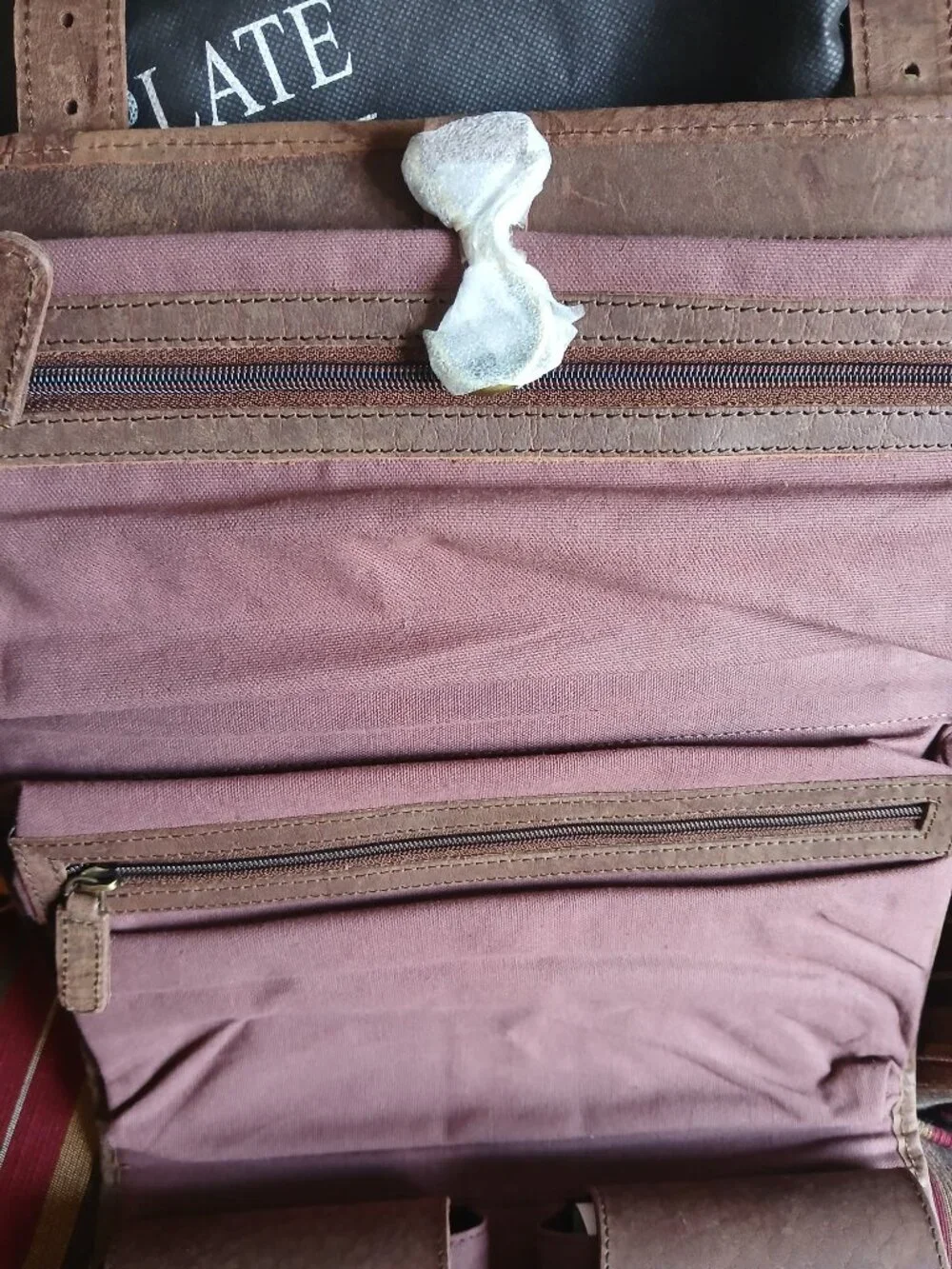 NWT Blue Plate of USA Leather Trifold Hanging Toiletry Bag Dopp Kit